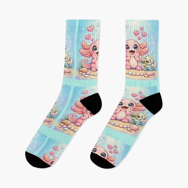 Item preview, Loving Axolotl - Kawaii Underwater Hearts & Flowers designed and sold by ImagineNature.