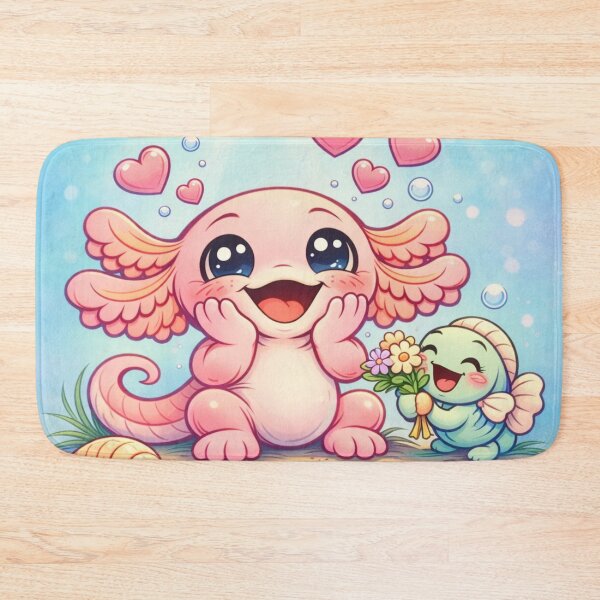 Item preview, Loving Axolotl - Kawaii Underwater Hearts & Flowers designed and sold by ImagineNature.