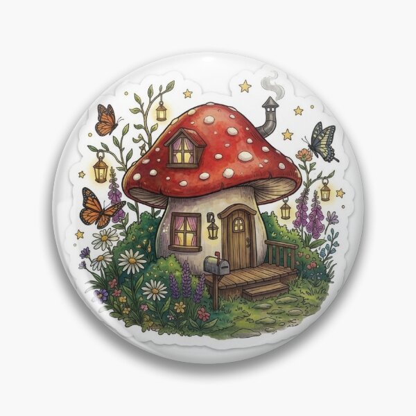 Item preview, Whimsical Mushroom Fairy House Sticker - Cottagecore Fantasy Art designed and sold by artzone117.