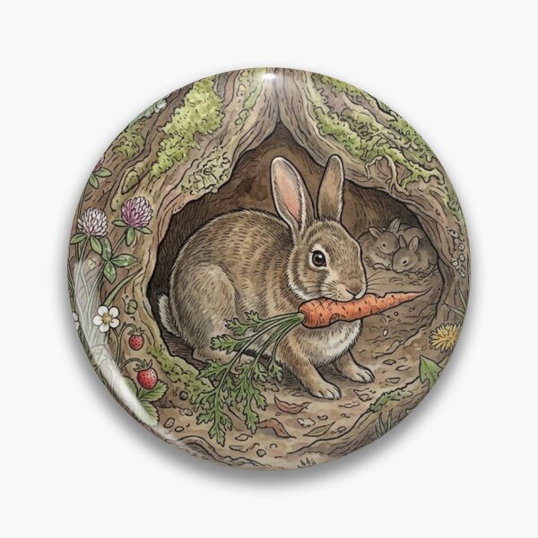 Item preview, Rabbit in a Tree Hollow Den — Cozy Watercolor Wildlife Sticker designed and sold by Breezy Studio.