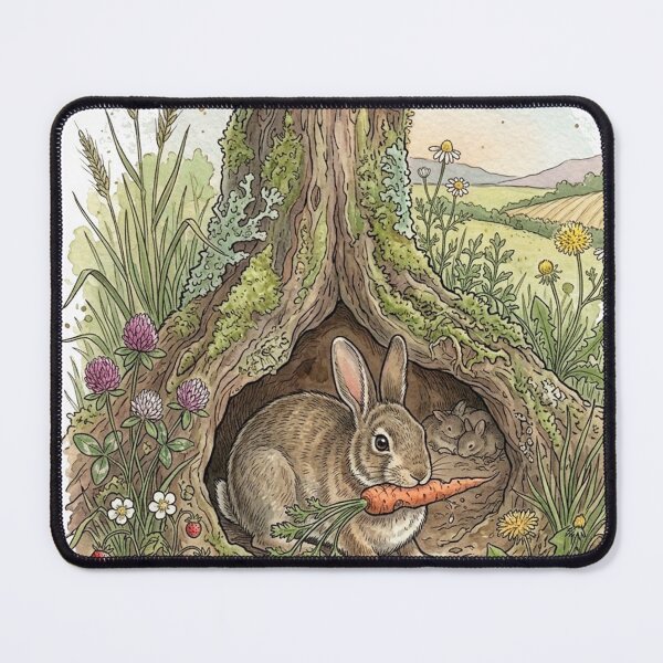 Item preview, Rabbit in a Tree Hollow Den — Cozy Watercolor Wildlife Sticker designed and sold by Breezy Studio.
