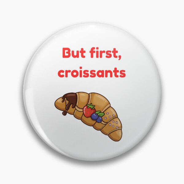 Item preview, But First Croissants – Cute Pastel Pastry Graphic designed and sold by Inka Moon Design.