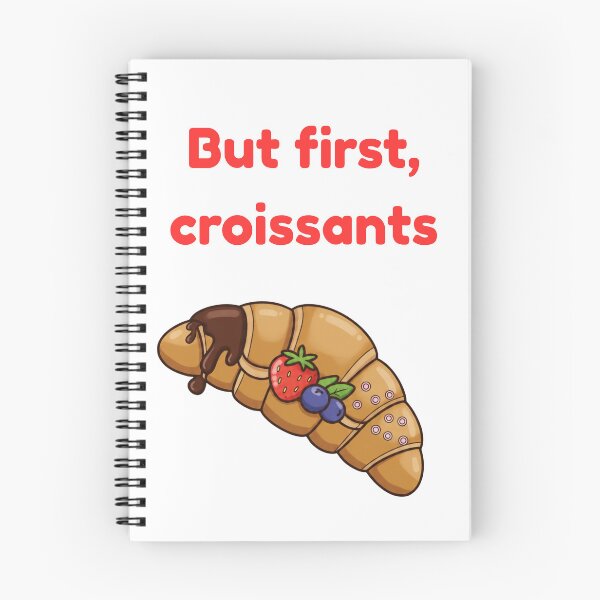 Item preview, But First Croissants – Cute Pastel Pastry Graphic designed and sold by Inka Moon Design.
