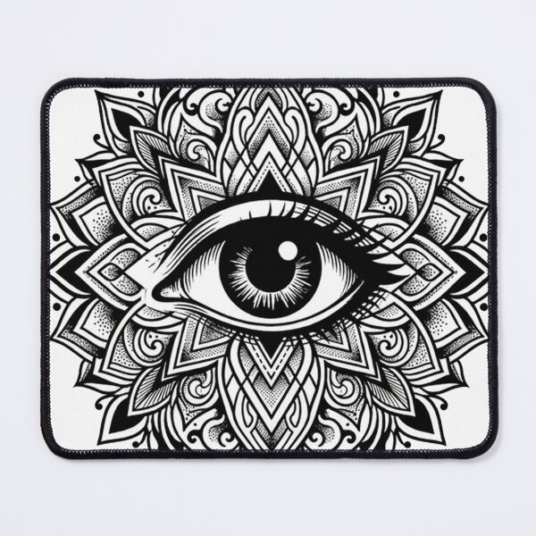 Item preview, All-Seeing Eye Mandala — Black and White Ornamental Sticker Design designed and sold by Breezy Studio.