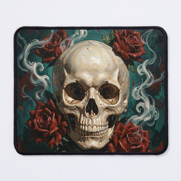 Item preview, Dramatic Red Roses Skull Painting designed and sold by ZinouStyles.