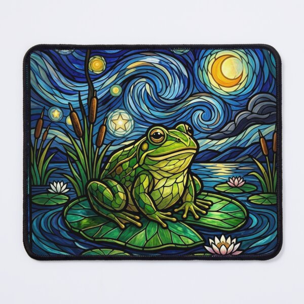 Item preview, Van Gogh Stained Glass Frog on Lily Pad designed and sold by crcutler.