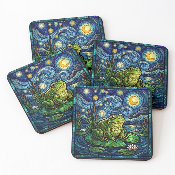 Item preview, Van Gogh Stained Glass Frog on Lily Pad designed and sold by crcutler.