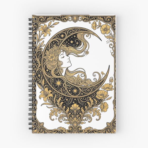 Item preview, Golden Moon Goddess — Art Nouveau Celestial Floral Illustration designed and sold by Breezy Studio.