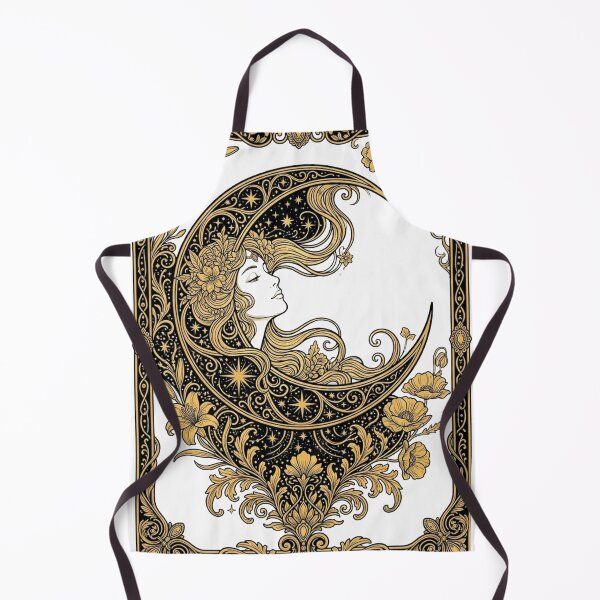 Item preview, Golden Moon Goddess — Art Nouveau Celestial Floral Illustration designed and sold by Breezy Studio.