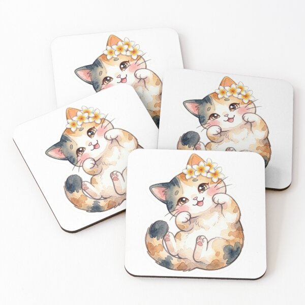 Item preview, Rollin’ Lani – Funny Belly-Up Calico Cat Sticker designed and sold by LaniDigitalNook.
