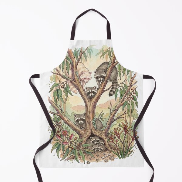 Item preview, Raccoon Family in a Eucalyptus Tree — Watercolor Wildlife Illustration designed and sold by Breezy Studio.