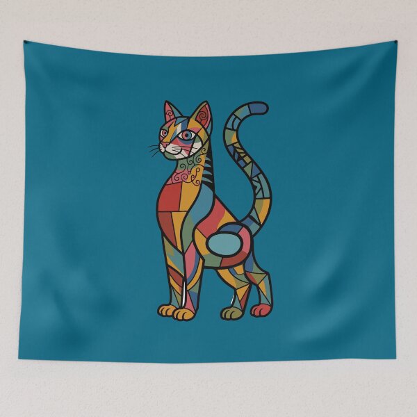 Item preview, Cubist Cat Geometric Modern Art Illustration designed and sold by Lifer Art and Design.