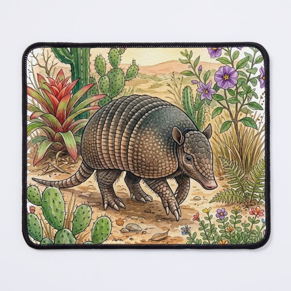 Item preview, Armadillo in the Desert — Watercolor Wildlife Botanical Sticker designed and sold by Breezy Studio.