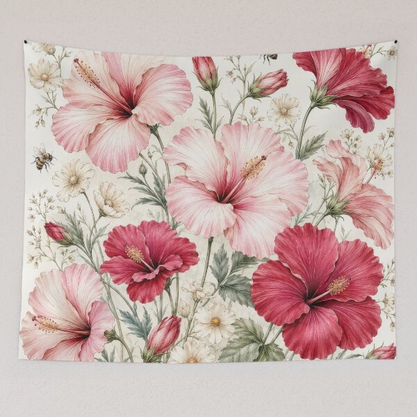 Item preview, Gorgeous Hibiscus Red Pink with Wildflowers designed and sold by scicilysimonee.