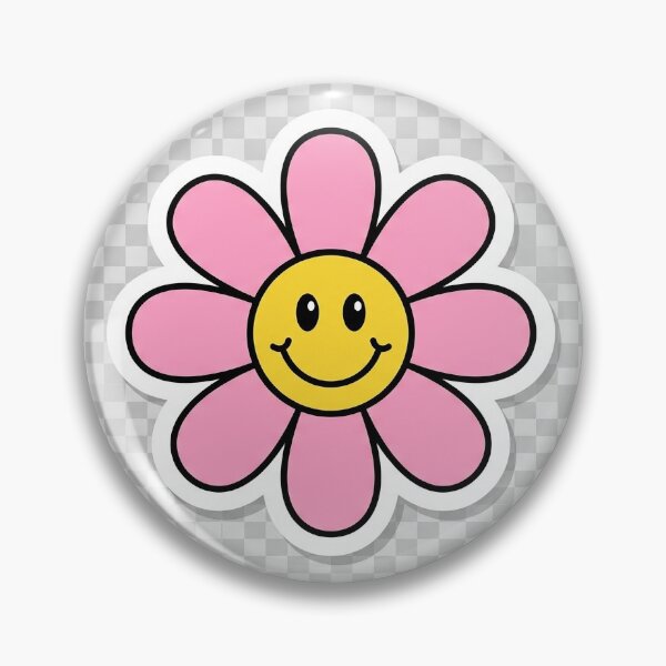 Item preview, Cute Retro Smiley Face Pink Flower Sticker designed and sold by artzone117.