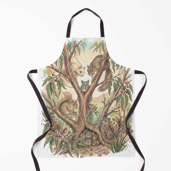 Item preview, Squirrel Family in a Eucalyptus Tree — Watercolor Wildlife Illustration designed and sold by Breezy Studio.