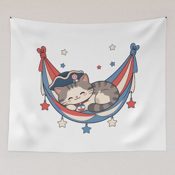 Item preview, Kawaii Patriotic Tabby Cat Colonial Tricorn Hammock designed and sold by chattsuede.