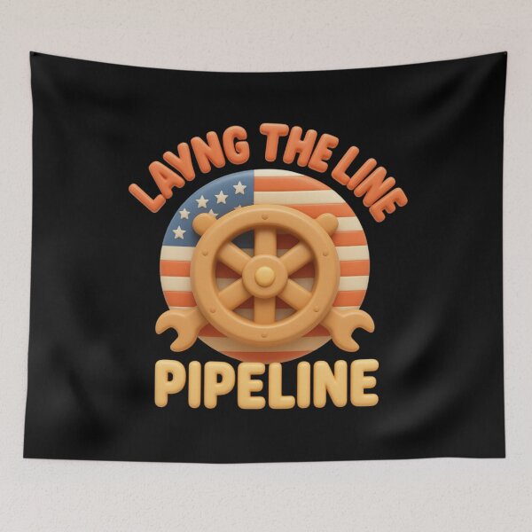 Item preview, Laying The Line Pipeline | Worker American Flag Shirt designed and sold by LabCore.