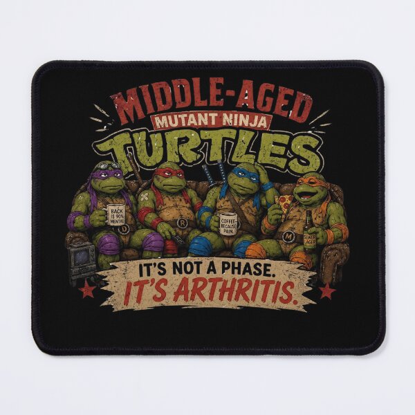 Item preview, Middle-Aged Mutant Ninja Turtles T-Shirt designed and sold by CerealBoxInk.