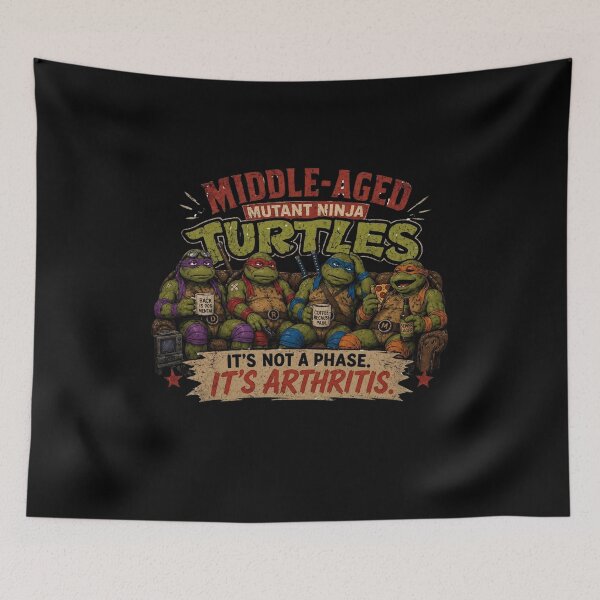 Item preview, Middle-Aged Mutant Ninja Turtles T-Shirt designed and sold by CerealBoxInk.