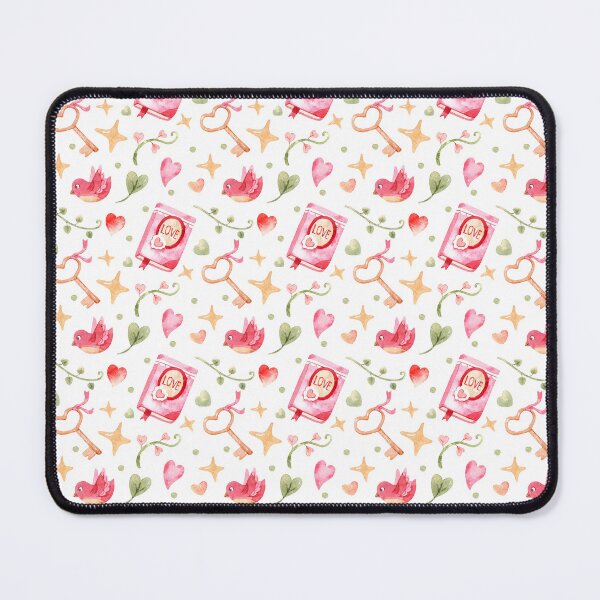 Item preview, Whimsical watercolor Valentine pattern featuring cute pink birds designed and sold by SashaZinch.