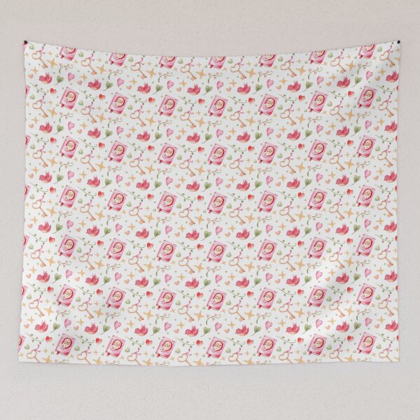 Item preview, Whimsical watercolor Valentine pattern featuring cute pink birds designed and sold by SashaZinch.