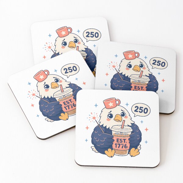Item preview, Kawaii Patriotic Eagle 250 Cute Coffee Lover designed and sold by chattsuede.