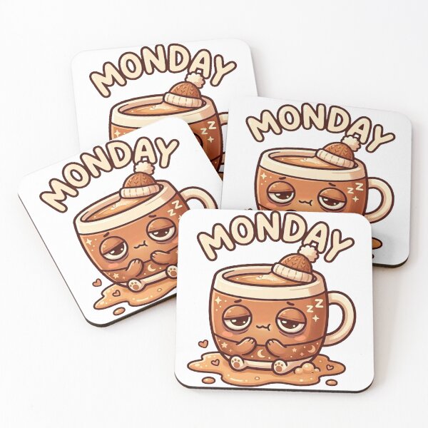 Item preview, Sleepy Monday Coffee Cup — Cute Kawaii Sticker Design designed and sold by Breezy Studio.
