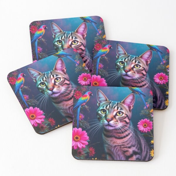 Item preview, Surreal cat in neon multicolors. designed and sold by Knock on my door.