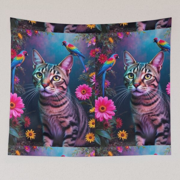 Item preview, Surreal cat in neon multicolors. designed and sold by Knock on my door.