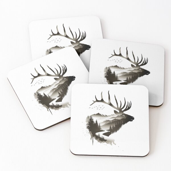 Item preview, Majestic Elk Double Exposure Wilderness Design designed and sold by Cool-cat-art.