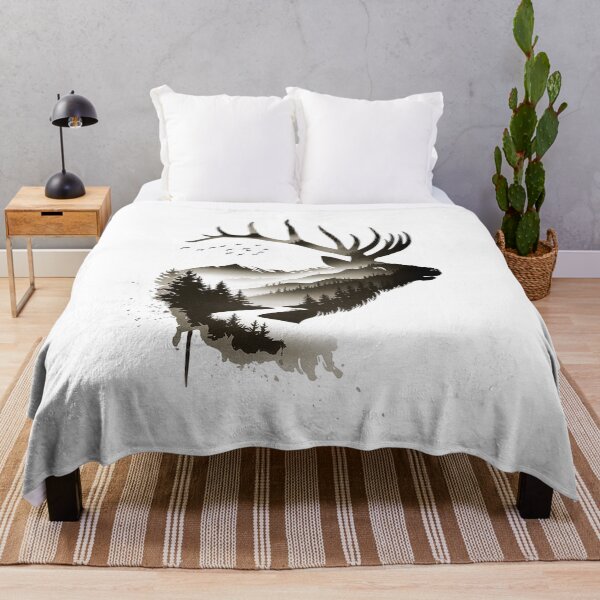 Item preview, Majestic Elk Double Exposure Wilderness Design designed and sold by Cool-cat-art.