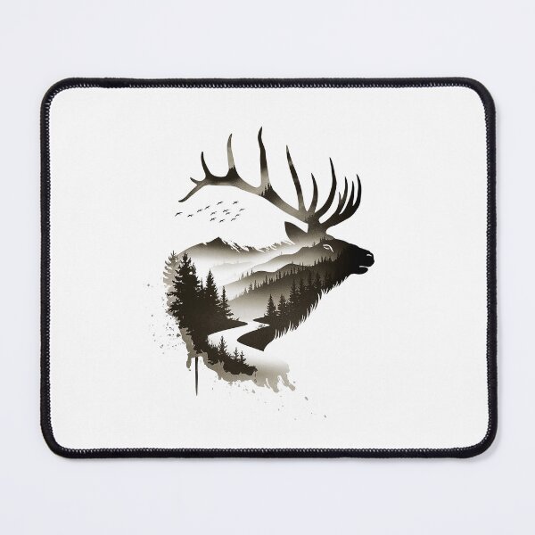 Item preview, Majestic Elk Double Exposure Wilderness Design designed and sold by Cool-cat-art.