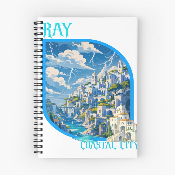 Item preview, Coastal Fantasy City Stormscape | Ocean Cliff Kingdom Lightning Art designed and sold by RAYapparel.