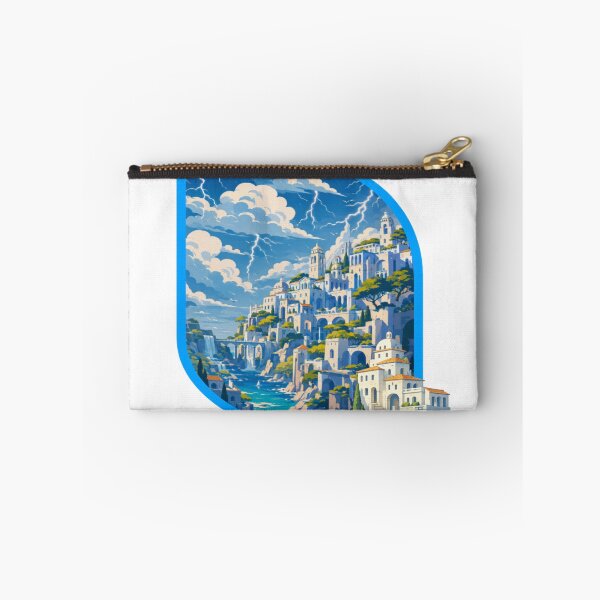 Item preview, Coastal Fantasy City Stormscape | Ocean Cliff Kingdom Lightning Art designed and sold by RAYapparel.