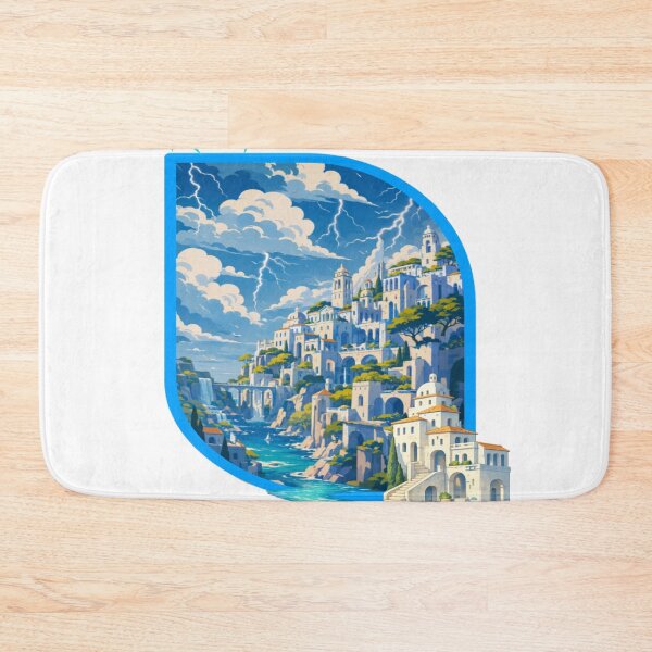Item preview, Coastal Fantasy City Stormscape | Ocean Cliff Kingdom Lightning Art designed and sold by RAYapparel.