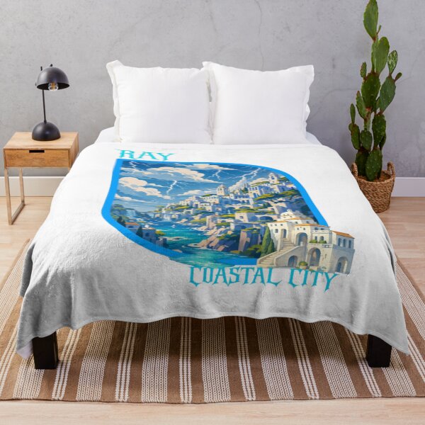 Item preview, Coastal Fantasy City Stormscape | Ocean Cliff Kingdom Lightning Art designed and sold by RAYapparel.
