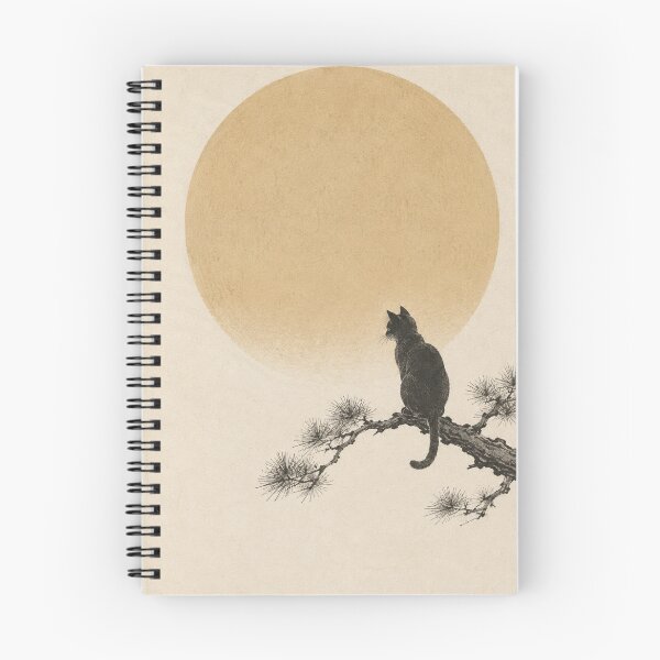 Artikelvorschau, Schwarze Katze und Vollmond – Minimalistischer japanischer Holzschnittstil | Edo-Katzen Nr. 2 entworfen und verkauft von Planthem.