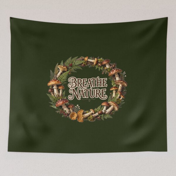 Item preview, Breathe Nature Mushroom Wreath | Forest Cottagecore Botanical Art designed and sold by GoGreenlove.