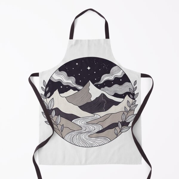 Item preview, Celestial Mountain River Line Art | Minimal Boho Night Landscape Illustration designed and sold by GalleryPeak.