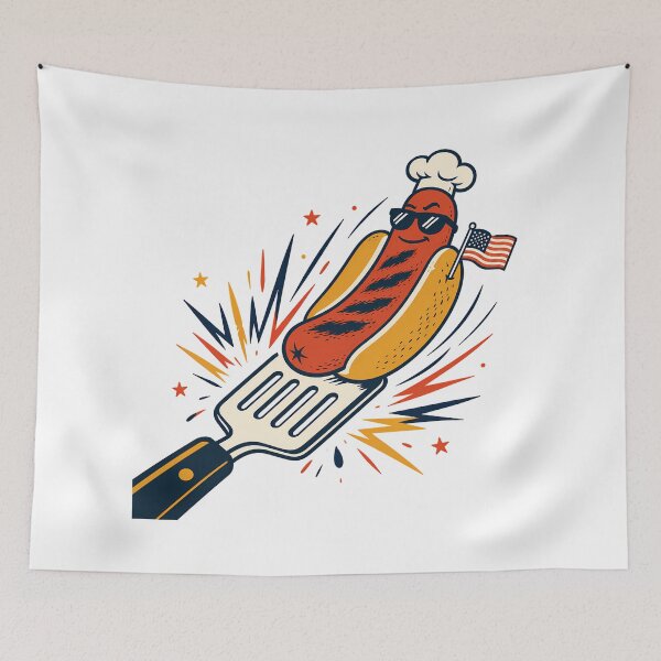 Item preview, Patriotic Hot Dog Chef 4th of July Mascot designed and sold by chattsuede.