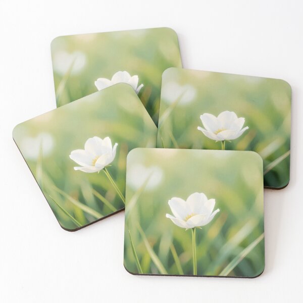 Item preview, Single White Wildflower in Grass – Dreamy Nature Photography designed and sold by EmeraldeaArt.
