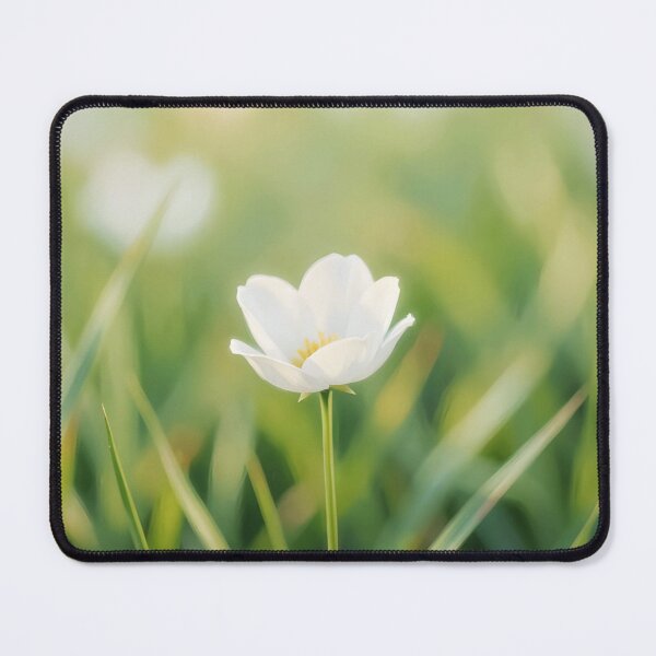 Item preview, Single White Wildflower in Grass – Dreamy Nature Photography designed and sold by EmeraldeaArt.