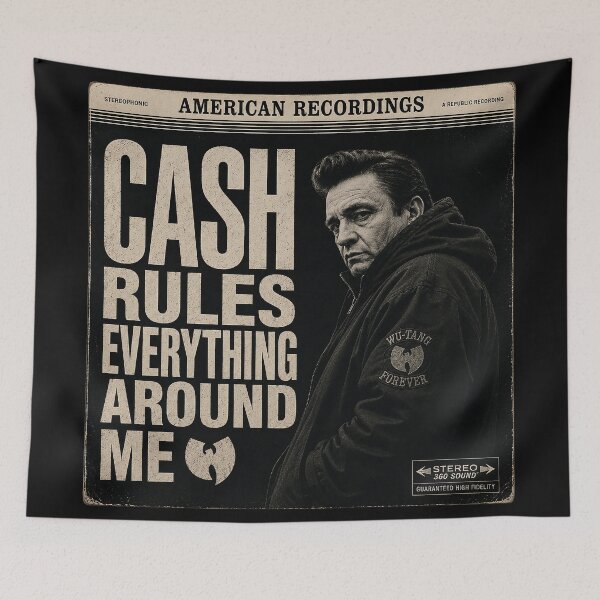 Item preview, CASH Rules Everything Around Me – Vintage Outlaw Country x Hip Hop Mashup Shirt designed and sold by DiamondSkyShirt.