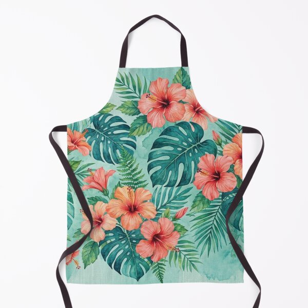 Item preview, Tropical Hibiscus and Monstera Leaves Watercolor Pattern designed and sold by Owcomm.