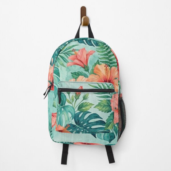 Item preview, Tropical Hibiscus and Monstera Leaves Watercolor Pattern designed and sold by Owcomm.