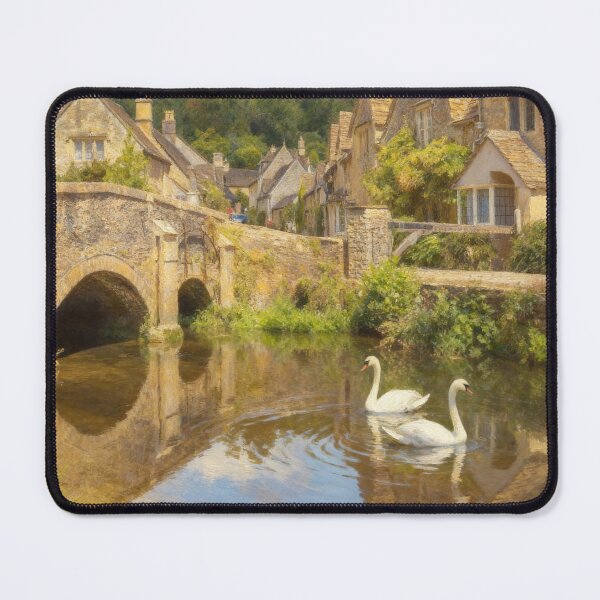 Item preview, Cotswold Village Bridge - Landscape Summer Print - A3 A4 A5 Cottagecore designed and sold by QuietCanvasArtworks.