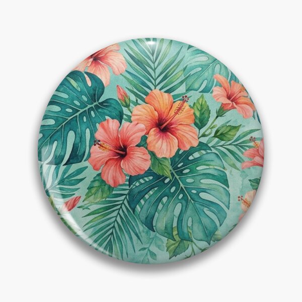 Item preview, Tropical Hibiscus and Monstera Watercolor Pattern designed and sold by Owcomm.