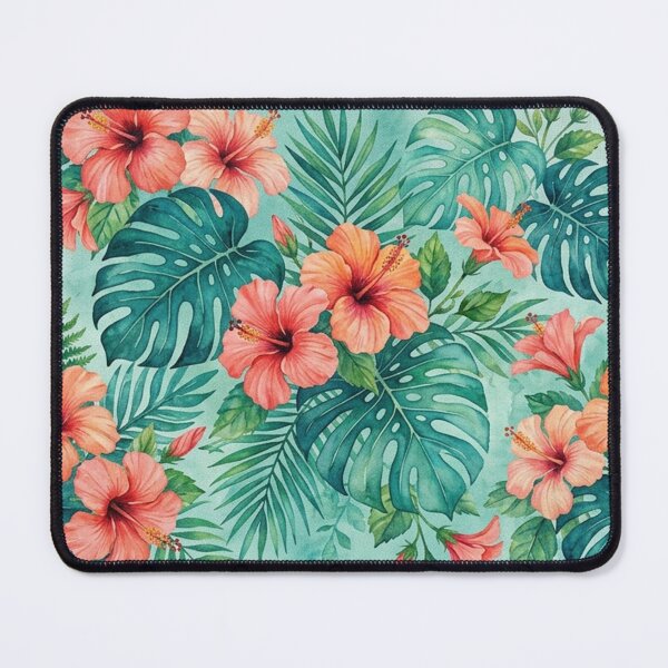 Item preview, Tropical Hibiscus and Monstera Watercolor Pattern designed and sold by Owcomm.