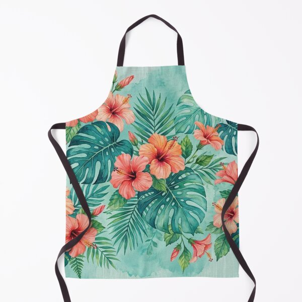 Item preview, Tropical Hibiscus and Monstera Watercolor Pattern designed and sold by Owcomm.